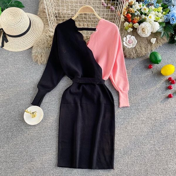 casual dresses fall/winter ladies vintage dress women knitted slim-fit v-neck color contrast flare & fit knee-length over hip pencil, Black;gray
casual dresses fall/winter ladies vintage dress women knitted slim-fit v-neck color contrast flare & fit knee-length over hip pencil, Black;gray
