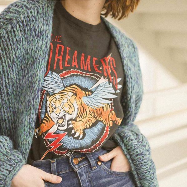 super chic tiger print women t shirt tee fierce black graphic 100% cotton vintage short sleeve summer pullover, White
super chic tiger print women t shirt tee fierce black graphic 100% cotton vintage short sleeve summer pullover, White