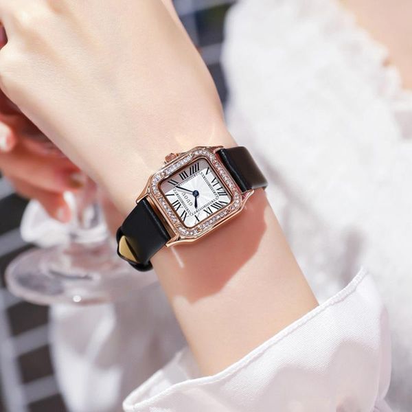 style ladies watch designer genuine leather strap elegant square rhinestones roman scale women reloj wristwatches, Slivery;brown
style ladies watch designer genuine leather strap elegant square rhinestones roman scale women reloj wristwatches, Slivery;brown