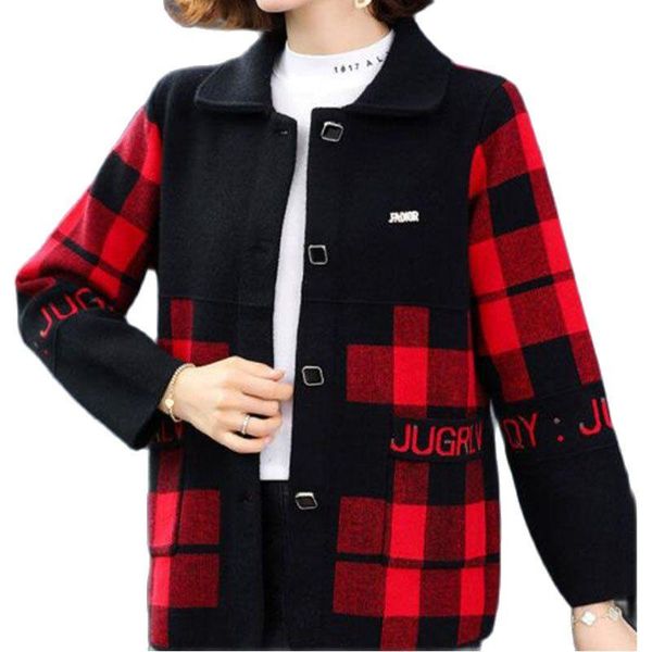 women's wool & blends 2021spring autumn mother lapel lattice coat middle-aged women loose all-match short jacket knitted cardigan, Black
women's wool & blends 2021spring autumn mother lapel lattice coat middle-aged women loose all-match short jacket knitted cardigan, Black