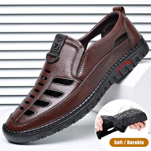 sandals 2021 summer soft leather shoes men's fashion hollowed genuine breathable man casual father sandal, Black
sandals 2021 summer soft leather shoes men's fashion hollowed genuine breathable man casual father sandal, Black