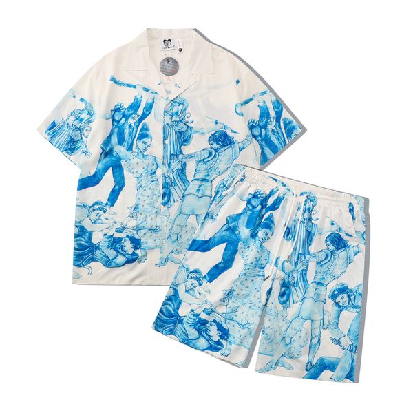 men's tracksuit white summer beach 2 piece hawaii printting short sleeve and shorts men casual button down sets cm05, Gray 
men's tracksuit white summer beach 2 piece hawaii printting short sleeve and shorts men casual button down sets cm05, Gray