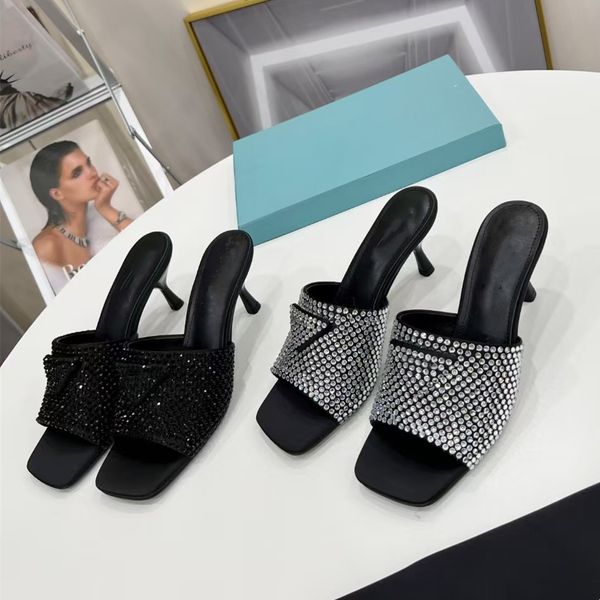 brand designer women high heel sandals luxury slippers woman triangle logo diamond jewel sheepskin leather slipper with original box party f, Black
brand designer women high heel sandals luxury slippers woman triangle logo diamond jewel sheepskin leather slipper with original box party f, Black