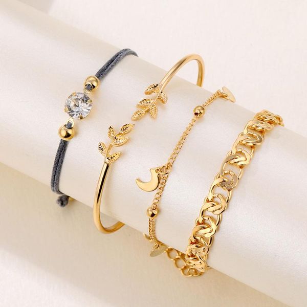 european and american creative simple jewelry with rhinestone alloy metal chain bracelet set 4-piece for female, Black
european and american creative simple jewelry with rhinestone alloy metal chain bracelet set 4-piece for female, Black