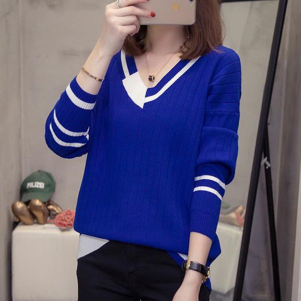 women's sweaters v-neck loose knitted pullover woman blouses winter clothing latest 2021 spring autumn korean female a6237, White;black
women's sweaters v-neck loose knitted pullover woman blouses winter clothing latest 2021 spring autumn korean female a6237, White;black