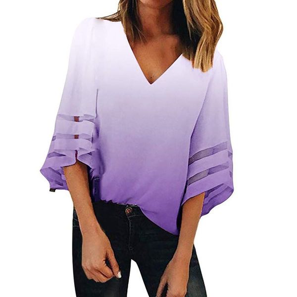 women's blouses & shirts plus size blouse v neck mesh daisy panel 3/4 bell sleeve casual loose shirt blusas mujer de moda, White
women's blouses & shirts plus size blouse v neck mesh daisy panel 3/4 bell sleeve casual loose shirt blusas mujer de moda, White