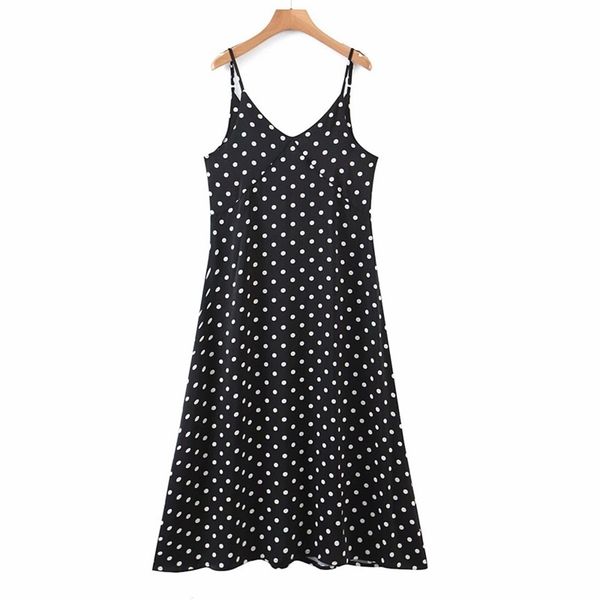 women summer dot spaghetti strap dress sleeveless fashion casual female strapless mid-calf dresses vestidos elegant 210513, Black;gray
women summer dot spaghetti strap dress sleeveless fashion casual female strapless mid-calf dresses vestidos elegant 210513, Black;gray
