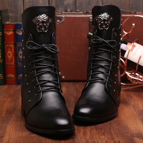 2021 new cross-border autumn and winter new middle tube leather boots korean style trendy british-style rivet mens boots fashion simple dr, Black
2021 new cross-border autumn and winter new middle tube leather boots korean style trendy british-style rivet mens boots fashion simple dr, Black