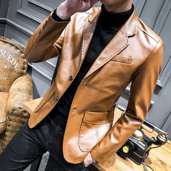 men's down & parkas spring 2021 suit collar pu leather slim lapel casual small coat jacket men, Black
men's down & parkas spring 2021 suit collar pu leather slim lapel casual small coat jacket men, Black