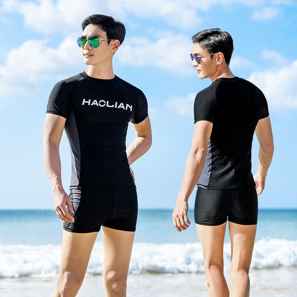 men' swimsuit suit split sunscreen surfing diving suit short sleeve shorts professional quick drying swimming pants, Red;black
men' swimsuit suit split sunscreen surfing diving suit short sleeve shorts professional quick drying swimming pants, Red;black