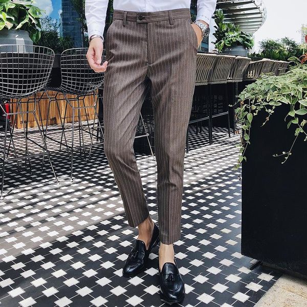 men's suits & blazers dress pants men slim fit fashion striped comfort 2021 autumn social business casual temperament british wind suit, White;black
men's suits & blazers dress pants men slim fit fashion striped comfort 2021 autumn social business casual temperament british wind suit, White;black