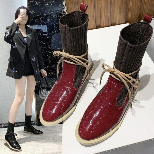 fashion women leather mid-calf pointed toe autumn knitting motorcycle boots lace-up shoes casual comfortable 2021, Black
fashion women leather mid-calf pointed toe autumn knitting motorcycle boots lace-up shoes casual comfortable 2021, Black