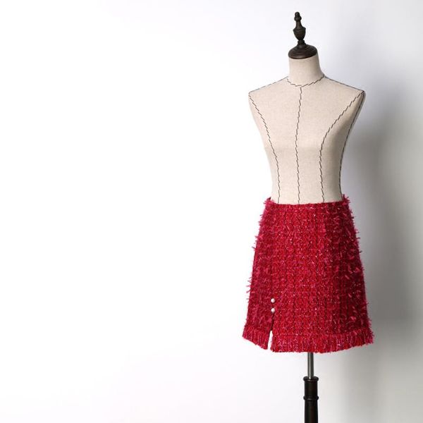 skirts 2021 fashion women's elegant england style solid color slim red weaving skirt quality tassel a-line saia, Black
skirts 2021 fashion women's elegant england style solid color slim red weaving skirt quality tassel a-line saia, Black