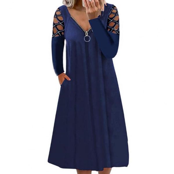 casual dresses women dress hollow out stylish v-neck zipper solid color rhinestone sleeve mid-calf midi 3xl, Black;gray
casual dresses women dress hollow out stylish v-neck zipper solid color rhinestone sleeve mid-calf midi 3xl, Black;gray