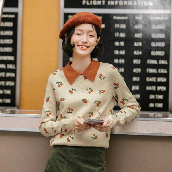 women's sweaters sweater liwo|winter retro literature and art sweet strawberry jacquard sweater pullover ubi8, White;black
women's sweaters sweater liwo|winter retro literature and art sweet strawberry jacquard sweater pullover ubi8, White;black