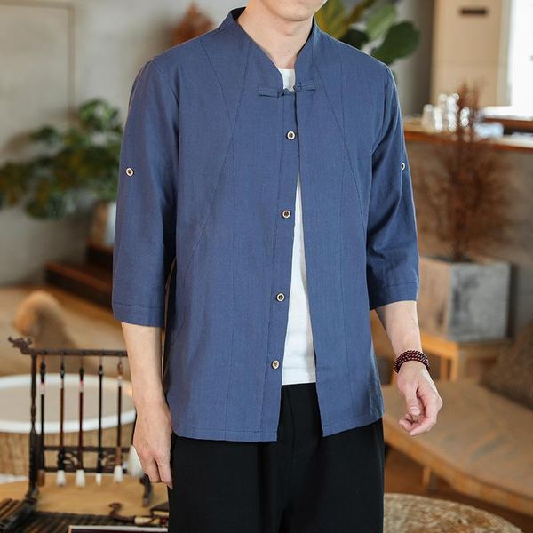men's casual shirts summer linen shirt 7-quarter sleeves short-sleeved chinese style stand-up collar korean cotton clothes, White;black
men's casual shirts summer linen shirt 7-quarter sleeves short-sleeved chinese style stand-up collar korean cotton clothes, White;black