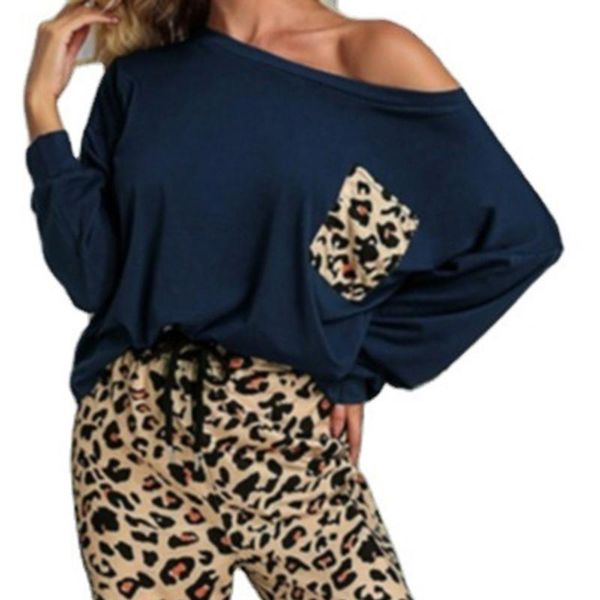 women's two piece pants strapless two-piece suit european american autumn winter home casual female leopard print pocket t-shirt trouse, White
women's two piece pants strapless two-piece suit european american autumn winter home casual female leopard print pocket t-shirt trouse, White
