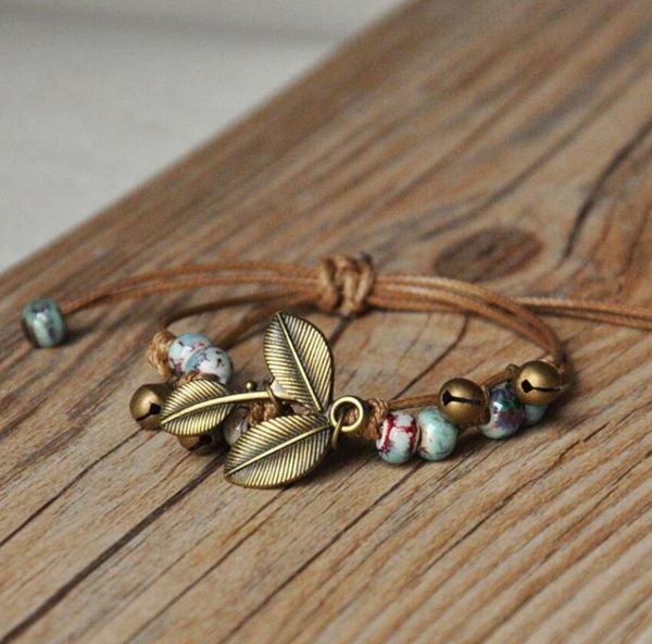 charm bracelets bohemia style ceramic beads vintage bronze leaf bell handmade creative bracelet &bangles women ethnic jewelry, Golden;silver
charm bracelets bohemia style ceramic beads vintage bronze leaf bell handmade creative bracelet &bangles women ethnic jewelry, Golden;silver