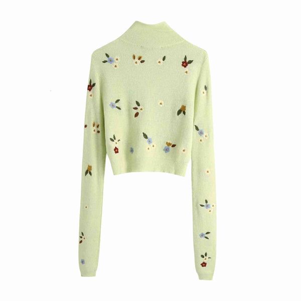 green women knits tees clothing autumn women's wear thin flower embroidered sweater, White
green women knits tees clothing autumn women's wear thin flower embroidered sweater, White