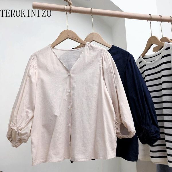 women's blouses & shirts terokinizo v neck puff sleeve summer unicolor single breasted casual vintage blouse japan style retro blusas, White
women's blouses & shirts terokinizo v neck puff sleeve summer unicolor single breasted casual vintage blouse japan style retro blusas, White