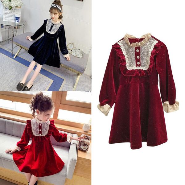 girl's dresses kids girls christmas dress 3-8y long sleeves princess ruffled lace patchwork elegant velvet party year costume, Red;yellow
girl's dresses kids girls christmas dress 3-8y long sleeves princess ruffled lace patchwork elegant velvet party year costume, Red;yellow