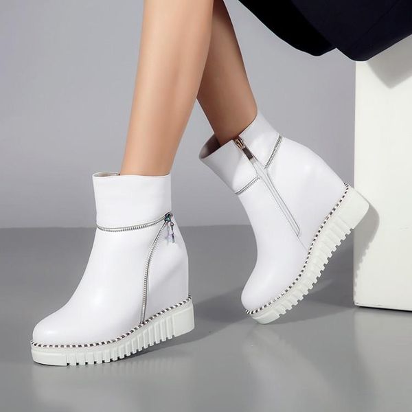 boots women ankle wedges autumn winter female high heel platform increasing shoes ladies genuine leather fashion casual footwear, Black
boots women ankle wedges autumn winter female high heel platform increasing shoes ladies genuine leather fashion casual footwear, Black