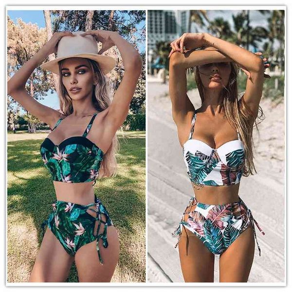 high waist swimwear leaf print bikinis women swimsuit vintage retro bathing suit halter biquini maillot de bain femme 210716, White;black
high waist swimwear leaf print bikinis women swimsuit vintage retro bathing suit halter biquini maillot de bain femme 210716, White;black