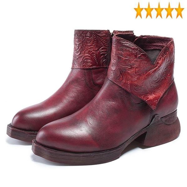 boots nature vintage women winter leather ankle med hoof heels embossed round toe zipper casual ladies footwear, Black
boots nature vintage women winter leather ankle med hoof heels embossed round toe zipper casual ladies footwear, Black