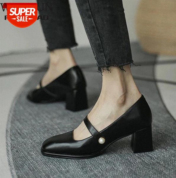 2020 New Fashion Women Shoes Square Toe Mary Janes Heel Dress Pearl Buckle Pumps High Heels Office Shoe #ET1K, Black 
2020 New Fashion Women Shoes Square Toe Mary Janes Heel Dress Pearl Buckle Pumps High Heels Office Shoe #ET1K, Black
