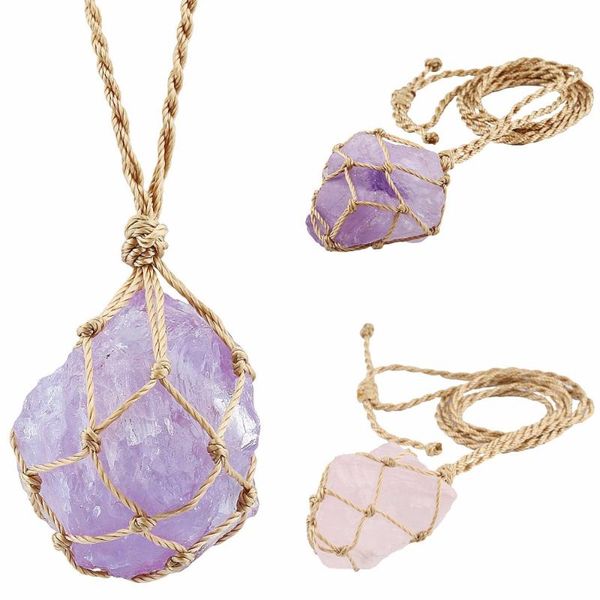 handmade cord braided wrapped natural purple crystal/pink quartz crystal pendant necklace chokers, Golden;silver
handmade cord braided wrapped natural purple crystal/pink quartz crystal pendant necklace chokers, Golden;silver