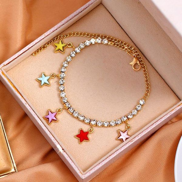 fashion cute five color star pendant bracelets for women bohemian shiny rhinestone gold metal tennis chain trendy jewelry gifts link,, Black
fashion cute five color star pendant bracelets for women bohemian shiny rhinestone gold metal tennis chain trendy jewelry gifts link,, Black