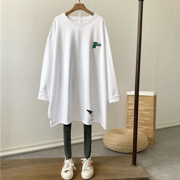 women's sweaters hoodies long sleeve t-shirt autumn winter korean ins tide plush bottomed shirt medium length hole loose upper garment, White;black
women's sweaters hoodies long sleeve t-shirt autumn winter korean ins tide plush bottomed shirt medium length hole loose upper garment, White;black