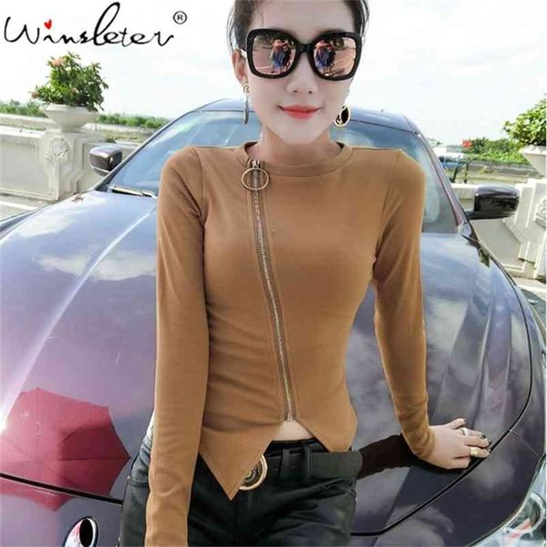 fashion spring women t-shirts long sleeve basic round collar oblique zipper cotton asymmetric tee t02514b 210421, Black;gray
fashion spring women t-shirts long sleeve basic round collar oblique zipper cotton asymmetric tee t02514b 210421, Black;gray