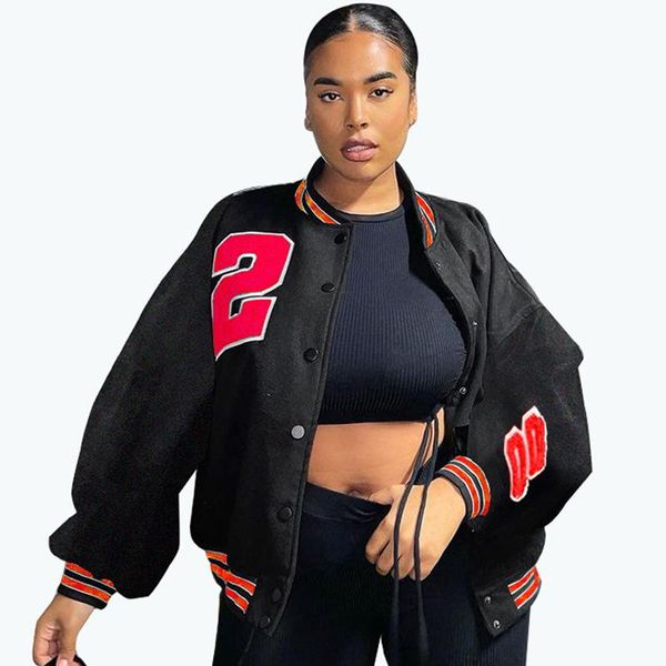 women's jackets 2021 autumn winter fashion korean thick sweatshirts hip hop baseball uniform female student streetwear casual jacket co, Black;brown
women's jackets 2021 autumn winter fashion korean thick sweatshirts hip hop baseball uniform female student streetwear casual jacket co, Black;brown