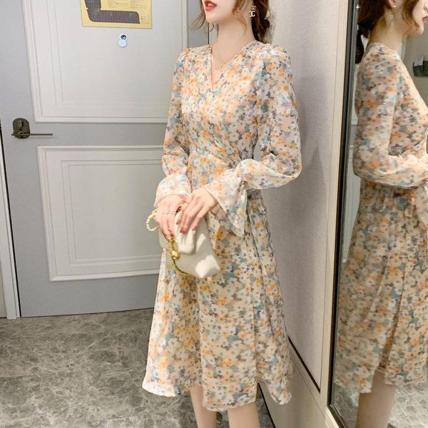 casual dresses women elegant floral print dress female vestidoes korean chic long sleeved v-neck party chiffon, Black;gray
casual dresses women elegant floral print dress female vestidoes korean chic long sleeved v-neck party chiffon, Black;gray