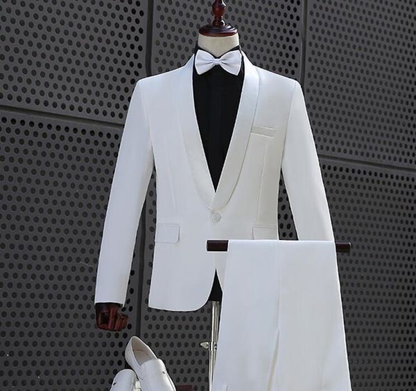 men's suits & blazers blazer men white suit set with pants formal dress mens wedding costume singer star style stage clothing, White;black
men's suits & blazers blazer men white suit set with pants formal dress mens wedding costume singer star style stage clothing, White;black