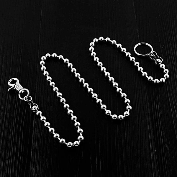 keychains simple bead wallet chain long metal pant keychain, Silver 
keychains simple bead wallet chain long metal pant keychain, Silver