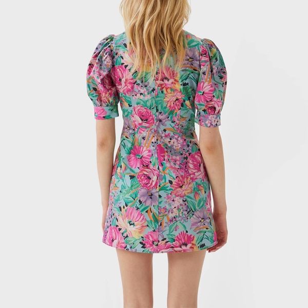 ladies elegant floral balloon sleeve mini dress summer women vintage pleated slim waist dresses chic party vestidos, Black;gray
ladies elegant floral balloon sleeve mini dress summer women vintage pleated slim waist dresses chic party vestidos, Black;gray