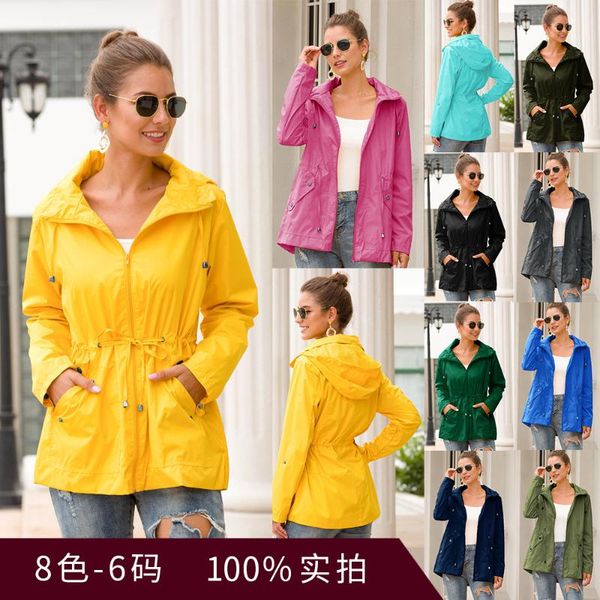 women's waterproof waist hugging hooded outdoor hiking water resistant coat solid color autumn winter streetwear 2021 jackets, Black;brown
women's waterproof waist hugging hooded outdoor hiking water resistant coat solid color autumn winter streetwear 2021 jackets, Black;brown