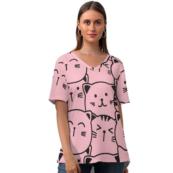 women's t-shirt suspicious cats womens kawaii street fashion t shirt v neck print short-sleeve tee large, White
women's t-shirt suspicious cats womens kawaii street fashion t shirt v neck print short-sleeve tee large, White