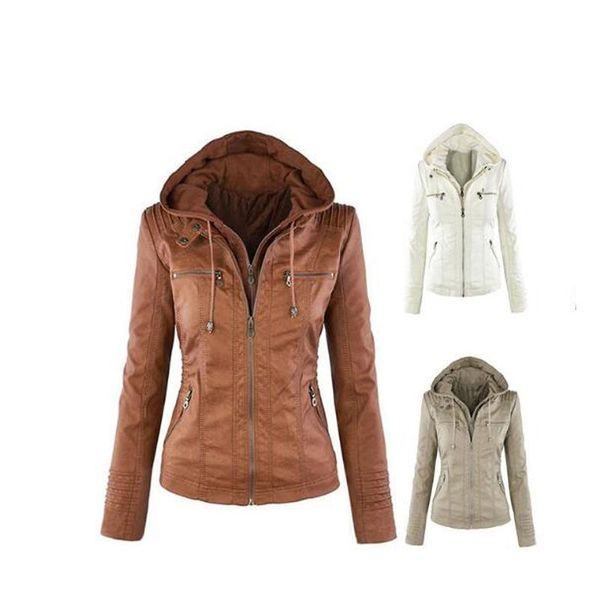 women's leather & faux 2021 women autumn winter white jacket soft jackets coats lady pu zipper epaule motorcycle streetwear, Black
women's leather & faux 2021 women autumn winter white jacket soft jackets coats lady pu zipper epaule motorcycle streetwear, Black