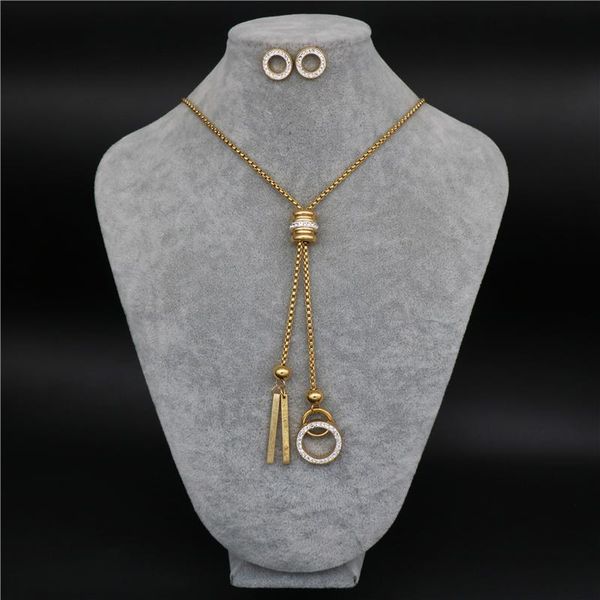 earrings & necklace pz jewellery fashion stainless steel jewelry sets for woman long sweater chain high quality, Silver
earrings & necklace pz jewellery fashion stainless steel jewelry sets for woman long sweater chain high quality, Silver