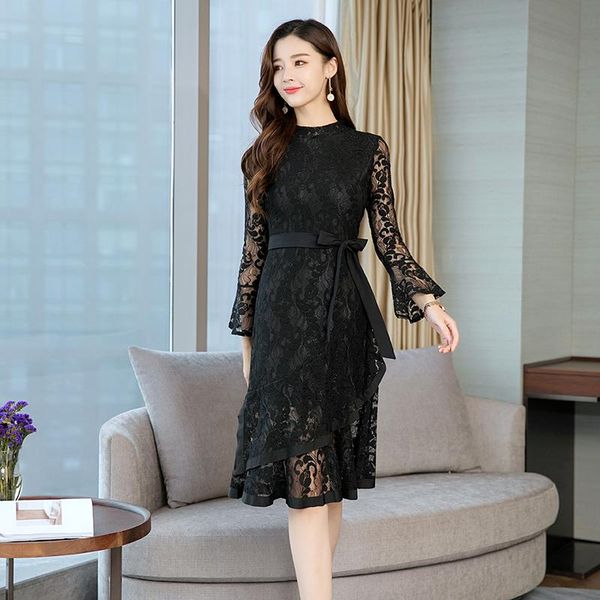 casual dresses 2021 women clothing spring fashion trumpet flowers embroidery ruffles o-neck dress bow flare long sleeve lace female, Black;gray
casual dresses 2021 women clothing spring fashion trumpet flowers embroidery ruffles o-neck dress bow flare long sleeve lace female, Black;gray
