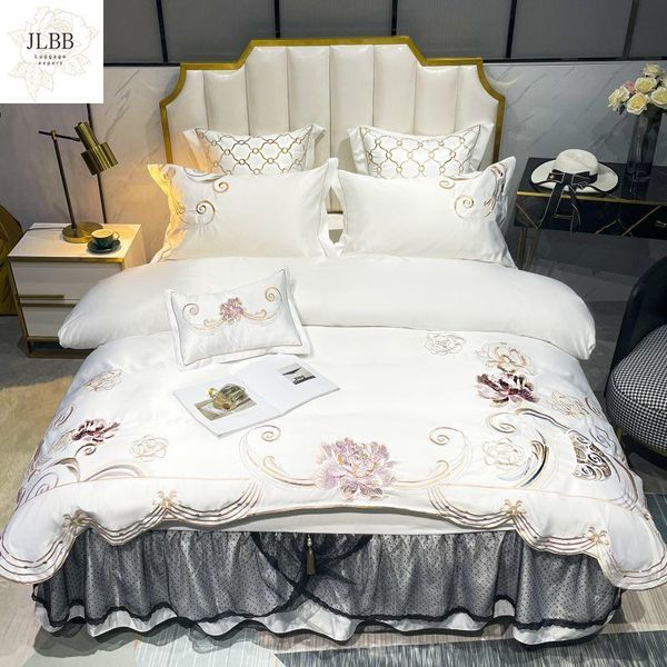 bedding sets white soft cozy satin silk cotton classical flowers embroidery set duvet cover bed sheet black lace skirt pillowcase
bedding sets white soft cozy satin silk cotton classical flowers embroidery set duvet cover bed sheet black lace skirt pillowcase