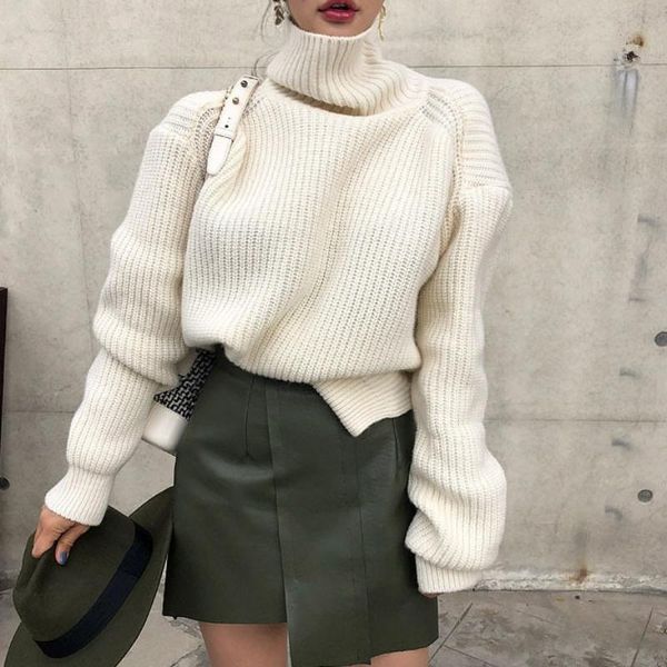 women's sweaters superaen 2021 winter back hollow out hanging belt turtleneck solid casual pullover short knitted sweater women, White;black
women's sweaters superaen 2021 winter back hollow out hanging belt turtleneck solid casual pullover short knitted sweater women, White;black