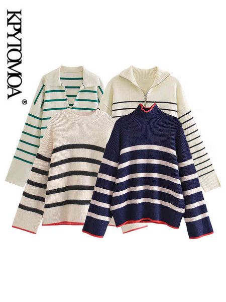 kpytomoa women fashion oversized striped knit sweater vintage long sleeve loose female pullovers chic 211217, White;black
kpytomoa women fashion oversized striped knit sweater vintage long sleeve loose female pullovers chic 211217, White;black