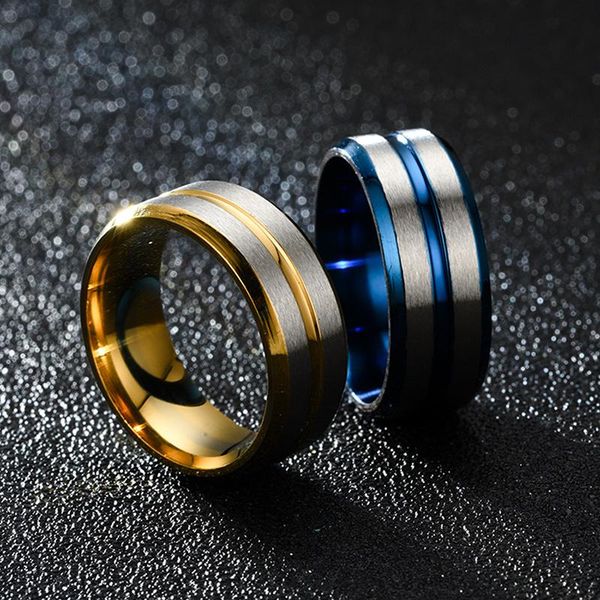 wedding rings 8mm men's black stainless steel ring blue groove beveled edge engagement anniversary jewelry for men, Slivery;golden
wedding rings 8mm men's black stainless steel ring blue groove beveled edge engagement anniversary jewelry for men, Slivery;golden