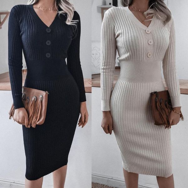 casual dresses autumn and winter button v-neck long sleeve knitted sweater women solid color bandage elegant vestidos 3vua, Black;gray
casual dresses autumn and winter button v-neck long sleeve knitted sweater women solid color bandage elegant vestidos 3vua, Black;gray