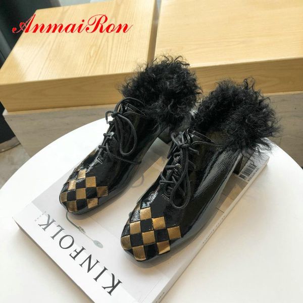 dress shoes anmairon 2021 round toe lace-up casual fur fashion high heels patent leather luxury women classics pumps size 34-42, Black
dress shoes anmairon 2021 round toe lace-up casual fur fashion high heels patent leather luxury women classics pumps size 34-42, Black