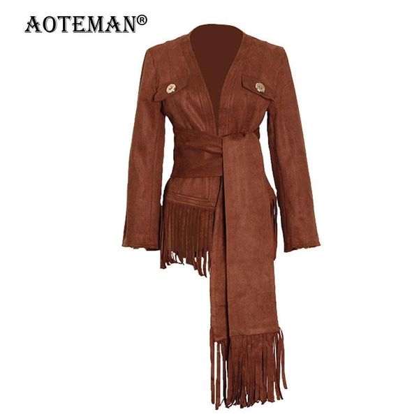 women's jackets women suede leather coats female solid fashion spring autumn outwears casual clothing vintage tassel coat ll256, Black;brown
women's jackets women suede leather coats female solid fashion spring autumn outwears casual clothing vintage tassel coat ll256, Black;brown